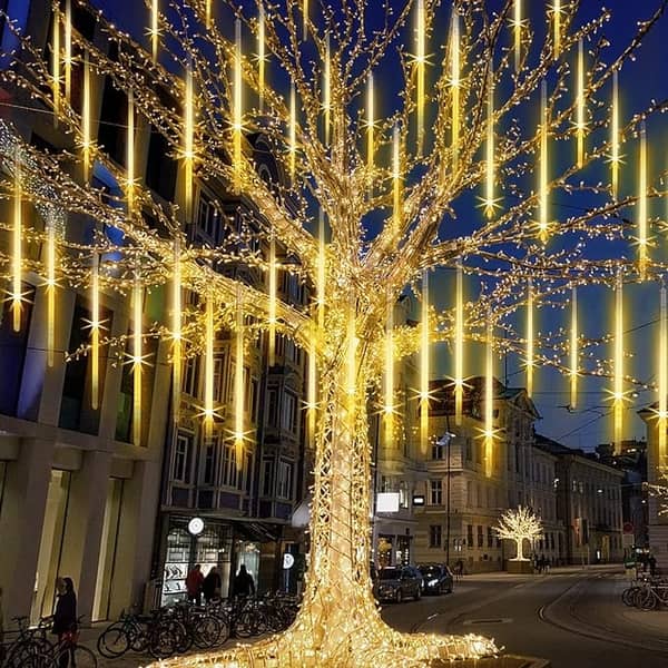 Guia de luces Meteoro 8 tubos 3 mts Calida, Blanco y Multicolor